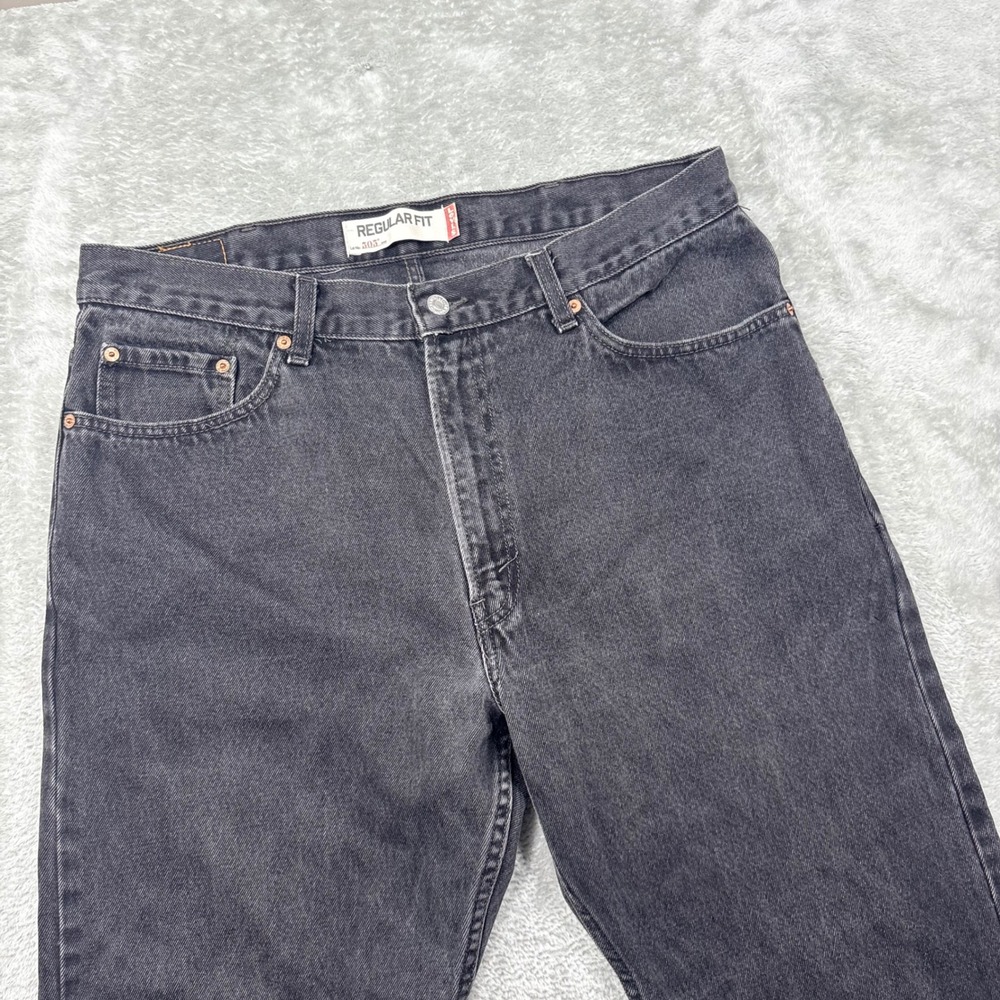 Levi's 505 Regular Fit Jeans Mens 38x34 Black Faded Straight Leg Denim